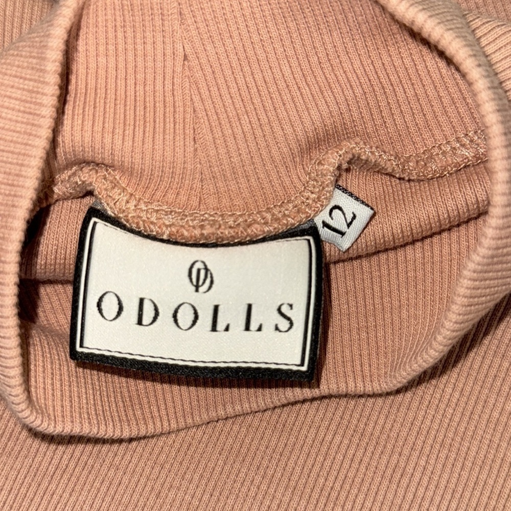 ODolls Collection logo high neck long sleeve mini bodycon dress in cream - Picture 11 of 15